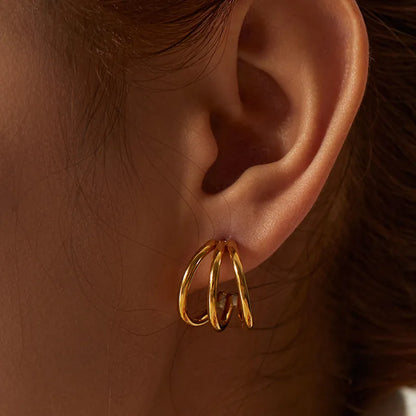 Pendientes Aro Triple Baño Oro